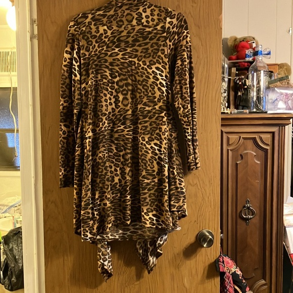 Animal Print long sleeved dress with attached matching sleeveless over vest - Picture 3 of 5